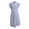 Smart And Joy Women's Wrap Effect V-neck Dress - Blue In Blue