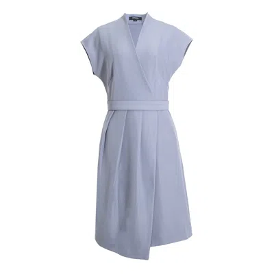 Smart And Joy Women's Wrap Effect V-neck Dress - Blue