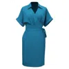 Smart And Joy Women's Wrap Minimalist Dress And Italian Collar -blue In Blue