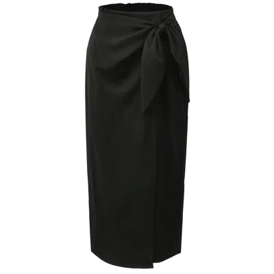 Smart And Joy Women's Wrap Skirt Tied On Side - Black