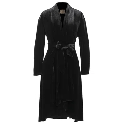 Smart And Joy Women's Wrap Velvet Dress And Ruffle Hem - Black