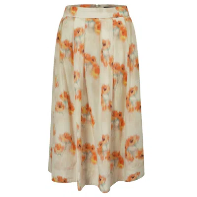 Smart And Joy Women's Yellow Flowy Mid-length Skirt With Flowers In Multi