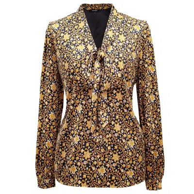 Smart And Joy Women's Yellow / Orange Ascot-tie Blouse And Art-deco Print - Yellow In Yellow/orange