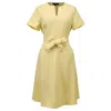 Smart And Joy Women's Yellow / Orange Belted Tailor Dress -yellow