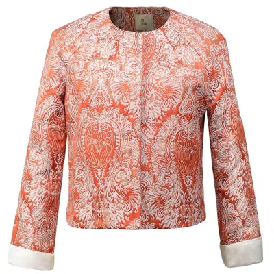 Smart And Joy Women's Yellow / Orange Brocade Short Jacket - Orange In Yellow/orange