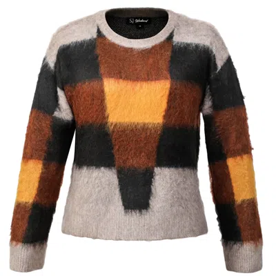 Smart And Joy Women's Yellow / Orange Check Pattern Oversize Jumper - Yellow In Yellow/orange