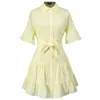 Smart And Joy Women's Yellow / Orange Fit-and-flare Tiered Ruffles Mini Shirt-dress - Yellow