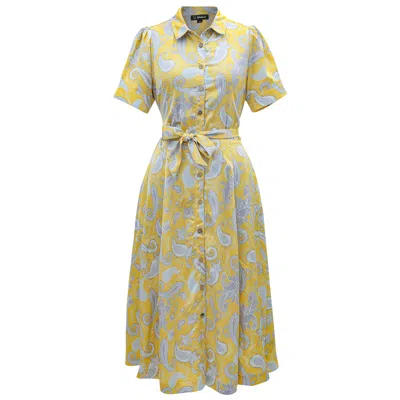 Smart And Joy Women's Yellow / Orange Graphic Print Satin Shirt Dress In Yellow/orange