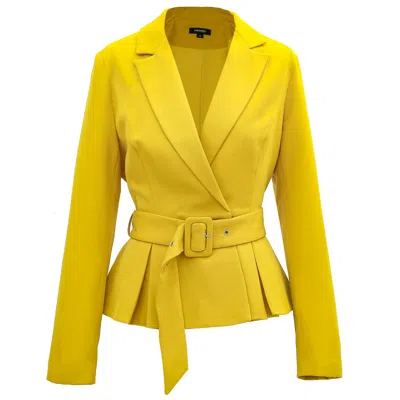 Smart And Joy Women's Yellow / Orange Pleated Skirt Tailor Jacket In Yellow/orange