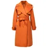 Smart And Joy Women's Yellow / Orange Shoulder Flaps Woolen Coat - Orange In Yellow/orange