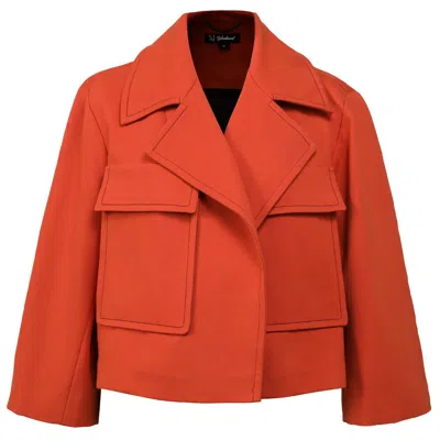 Smart And Joy Women's Yellow / Orange Wide Patch Pocket Crop Jacket In Yellow/orange