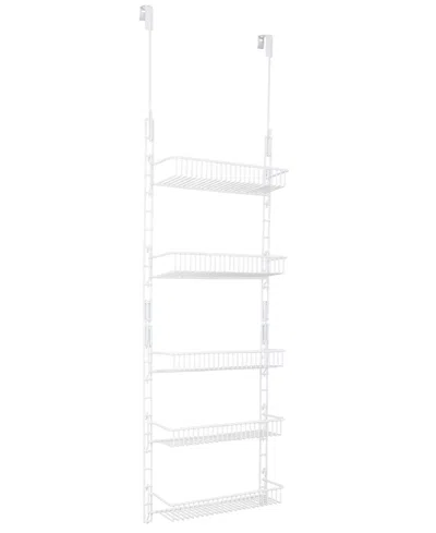 Smart Design 5-tier Over The Door Pantry Organizer Rack With Adjustable Shelves In White