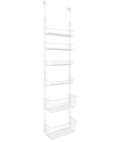 Smart Design 6-tier Over The Door Pantry Organizer Rack With Adjustable Shelves In White