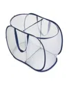 Smart Design Deluxe Mesh Pop-up 2-compartment Laundry Sorter Hamper In White