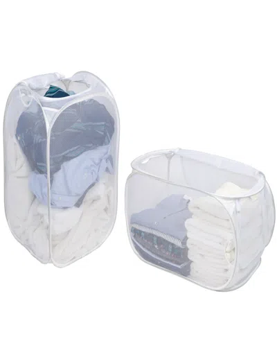 Smart Design Mesh Pop Up Flip Laundry Hamper And Basket In White