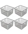 Smart Design Nestable 9" X 16" X 6" Basket Organizer With Handles, Set Of 4 In Gunmetal