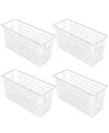 Smart Design Nestable 6" X 16" X 6" Basket Organizer With Handles, Set Of 4 In White