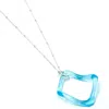 Smart Glass Jewelry Women's Blue Recycled Gin Bottle Simple Ruffle Necklace Sterling