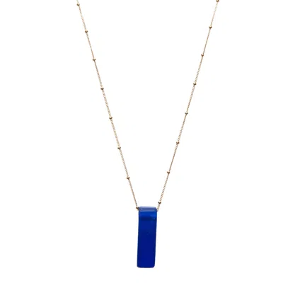 Smart Glass Jewelry Women's Blue Recycled Vodka Bottle Stiletto Necklace Cobalt Sterling