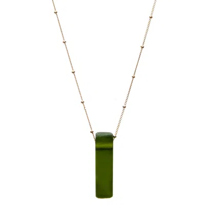Smart Glass Jewelry Women's Green Recycled Wine Bottle Glass Stiletto Pine Gold