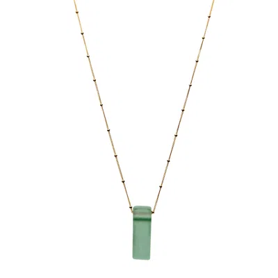 Smart Glass Jewelry Women's Neutrals / Green Recycled Glass Stiletto Necklace Antique Clear Gold
