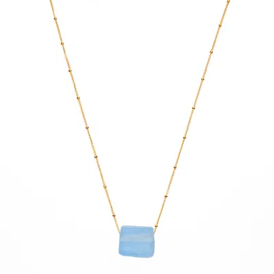 Smart Glass Jewelry Women's Pink / Purple Recycled Sake Bottle Cube Necklace Gold Fill Periwinkle