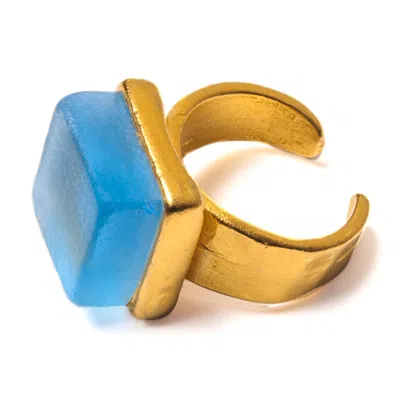 Smart Glass Jewelry Women's Pink / Purple Recycled Sake Bottle Cube Ring Periwinkle Gold
