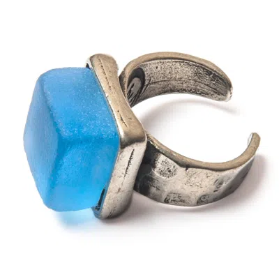 Smart Glass Jewelry Women's Pink / Purple Recycled Sake Bottle Cube Ring Periwinkle Silver
