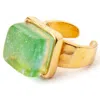 Smart Glass Jewelry Women's Recycled Glass Mosaic Cube Confetti Ring Gold