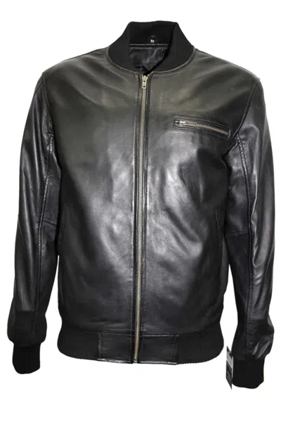 Pre-owned Smart Range Hide Men's Retro 80's Leather Bomber Black Classic Soft Italian Nappa Leather Jacket