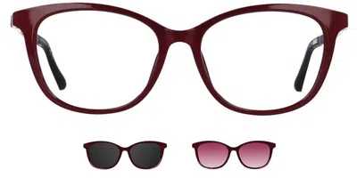 Smartbuy Collection Bree With Clip-on Two Set Women's Glasses, Red, Size 53