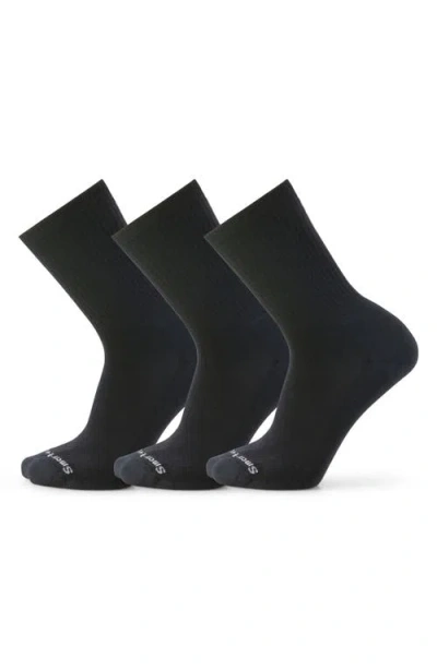 Smartwool 3-pack Everyday Solid Rib Crew Socks In Black