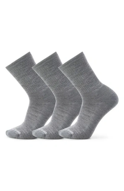 Smartwool 3-pack Everyday Solid Rib Crew Socks In Gray