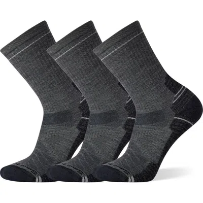 Smartwool 3-pack Hike Light Cushion Crew Socks In Black