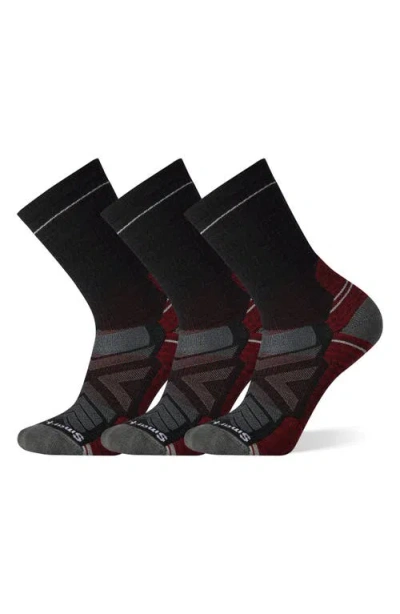 Smartwool 3-pack Hike Light Cushion Crew Socks In Black