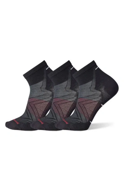 Smartwool 3-pack Run Zero Cushion Ankle Socks In Black