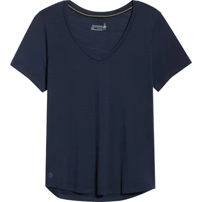 Smartwool Active Ultralite V-neck T-shirt In Blue