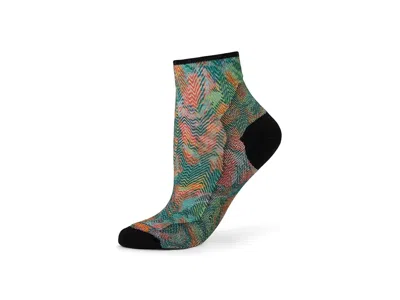 Smartwool Bike Zero Cushion Jungle Music Print Ankle Socks Women's Crew Cut Socks Shoes Honey Gold: Md (women' In Yellow