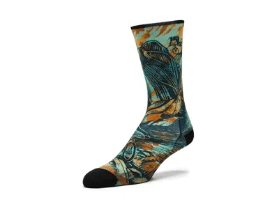 Smartwool Bike Zero Cushion Rugged Ride Print Crew Socks Cycling Sock Capri: Lg (men's Shoe 9-11.5) One Size In Blue