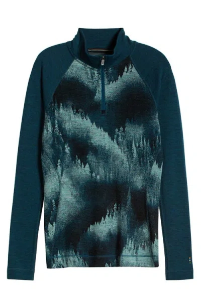 Smartwool Classic Themal Merino Wool Base Layer Long Sleeve Top In Twilight Foggy Pines