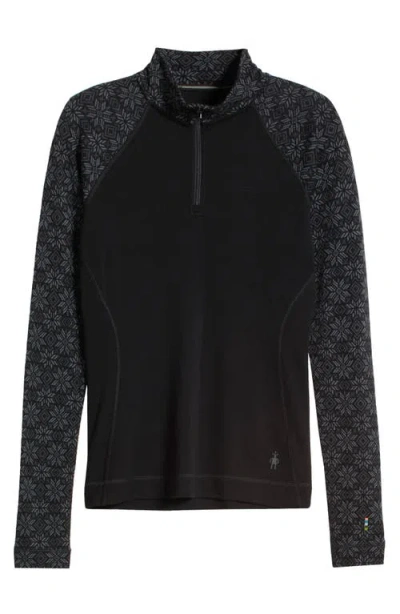 Smartwool Classic Themal Merino Wool Base Layer Quarter Zip Top In Black Digi Snow