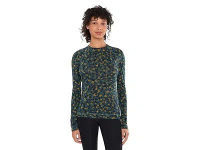 Smartwool Classic Thermal Merino Base Layer Crew Women's Clothing Dark Teal Wild Blossom: Xs In Green