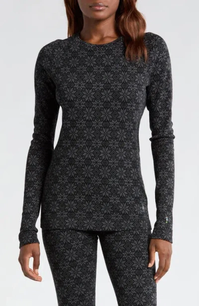 Smartwool Classic Thermal Merino Wool Base Layer Long Sleeve Top In Black Digi Snow