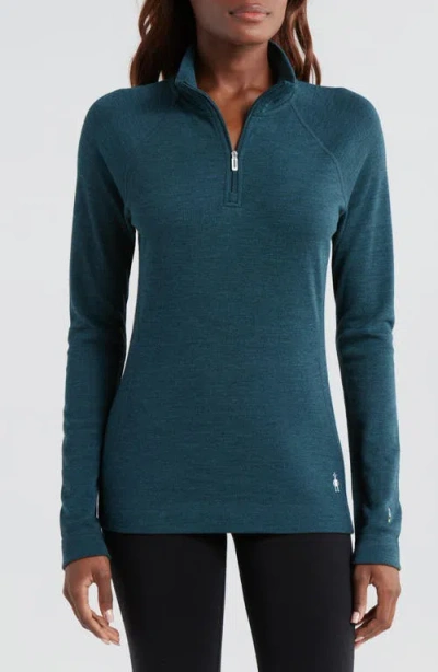 Smartwool Classic Thermal Merino Wool Quarter Zip Pullover In Blue