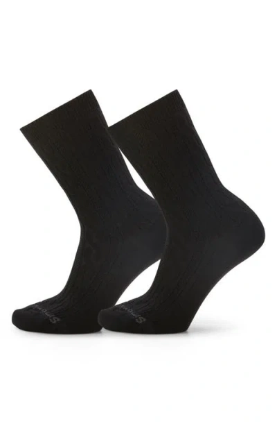 Smartwool Everyday Cable 2-pack Crew Socks In Black