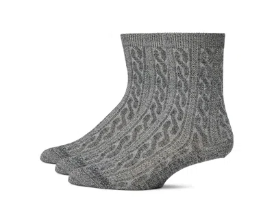 Smartwool Everyday Cable Crew Socks 3-pack Women's No Show Socks Shoes Natural: Sm (women's Shoe 4-6.5), Wool/ In Gray
