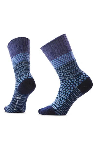Smartwool Everyday Cozy Popcorn Cable Merino Wool Blend Crew Socks In Blue