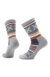 Smartwool Everyday Fair Isle Merino Wool Blend Crew Socks In Light Gray