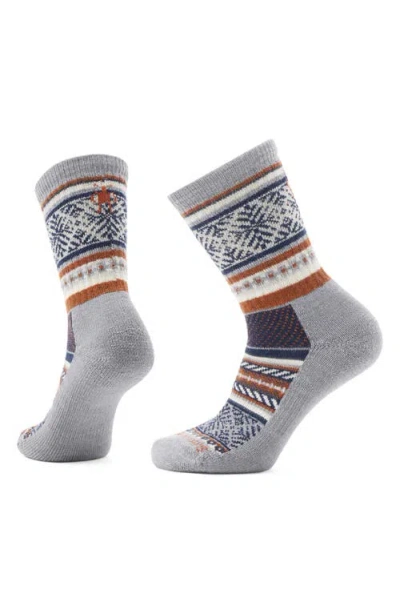 Smartwool Everyday Fair Isle Merino Wool Blend Crew Socks In Light Gray