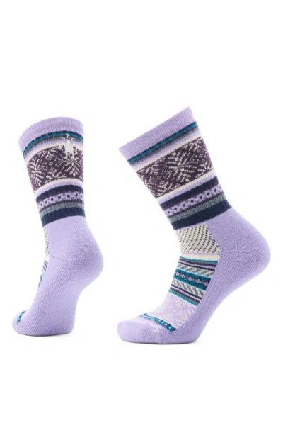 Smartwool Everyday Fair Isle Sweater Merino Wool Blend Crew Socks In Ultra Violet